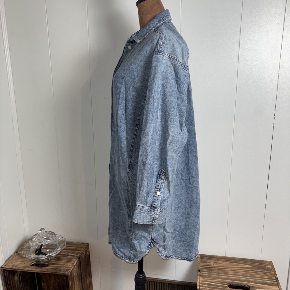Universal Thread Jean Shirt Dress Womens XSmall Blue Denim Basic Pockets Retro - Picture 6 of 14